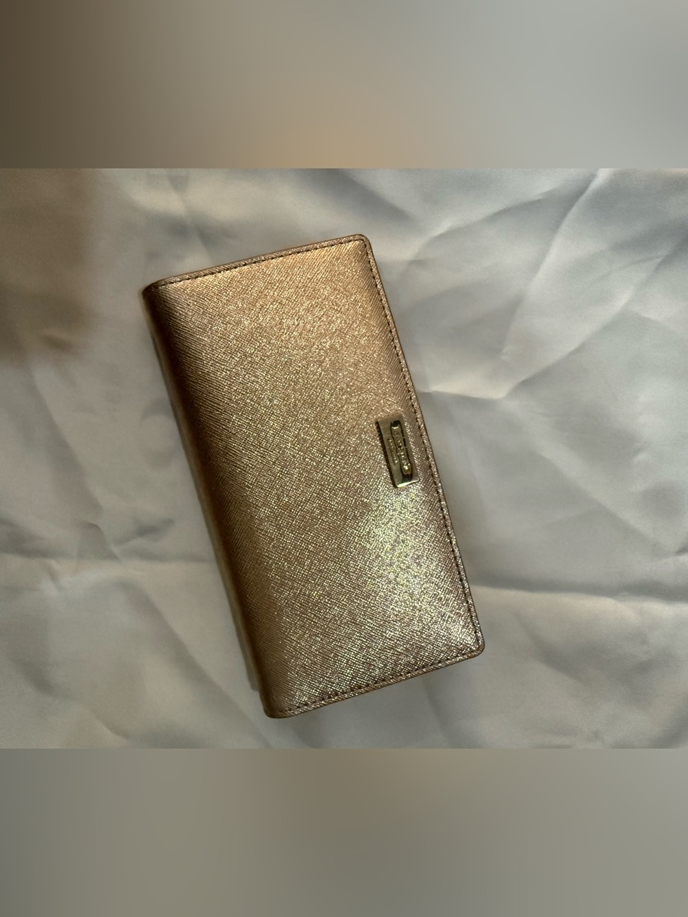 kate spade metallic gold long wallet